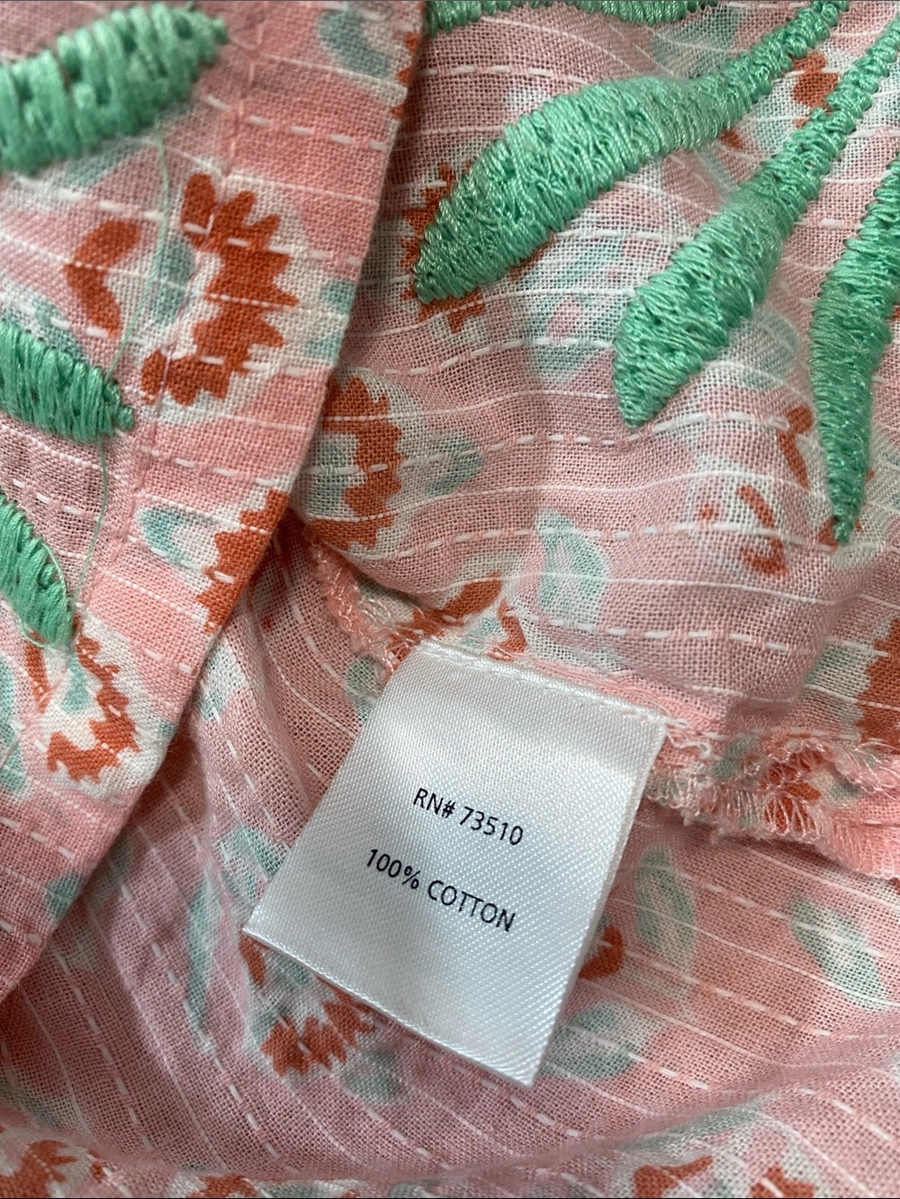 Sister Mary Elena Pink Green Embroidered Cotton Blouse Top Boho XS - Picture 10 of 16